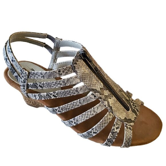 Aerosoles Grey Lizard Print Wedge Sandals, Woman's Sandals NIB - Picture 1 of 4